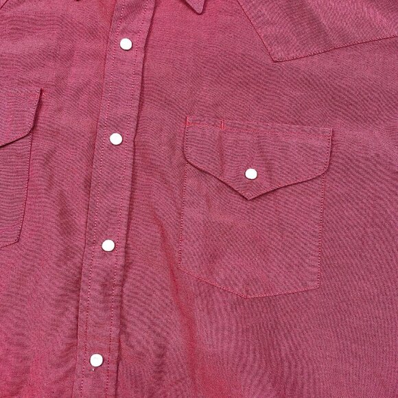 VTG Ely Cattleman Pearl Snap Shirt Mens 17.5 Maroon Western Wrinkle Resistant - Picture 4 of 9